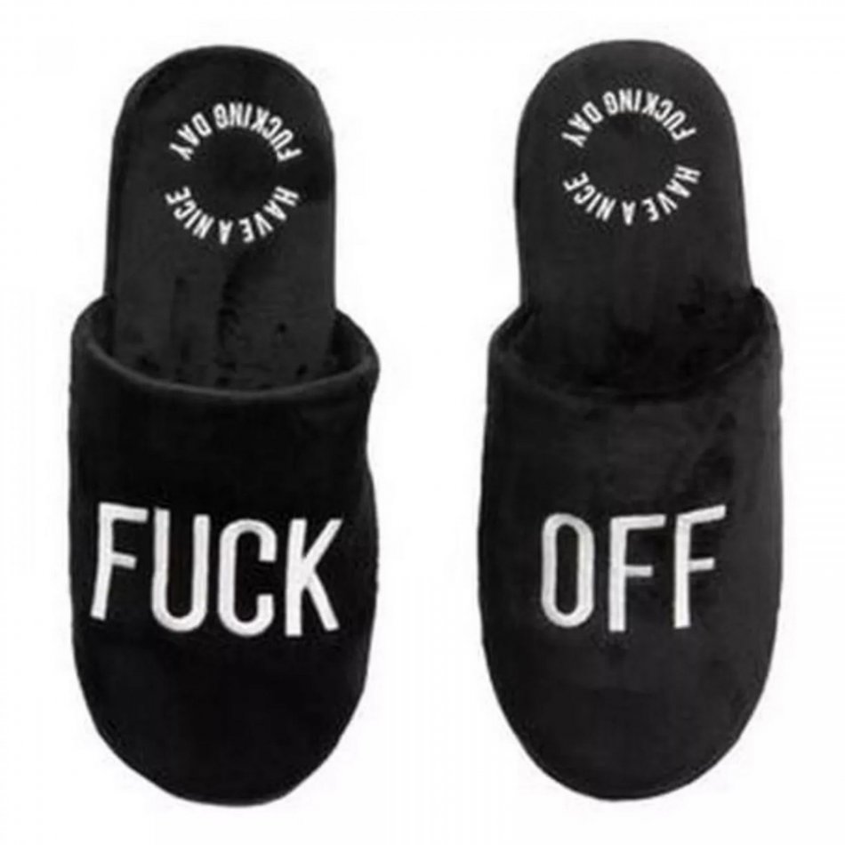 Fuck Off Slippers Black