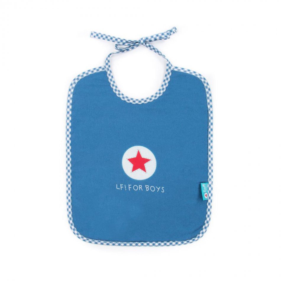 Lief! Slabbetje met koordjes Boy, uni blauw, 35x27 cm