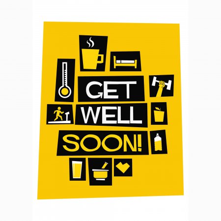 Beterschap Get well soon - black & yellow